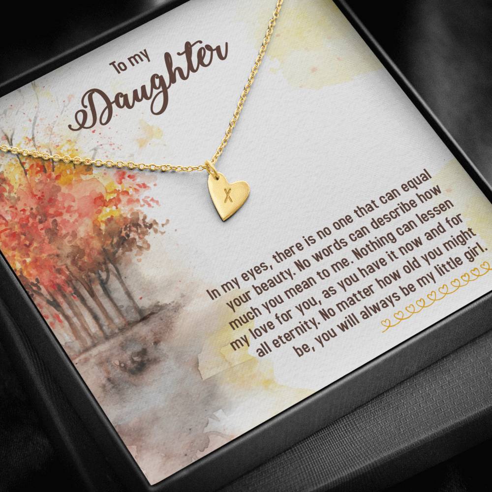 TO MY DAUGHTER "EQUAL YOUR BEAUTY - FALL" CUSTOM NAME INITIALS ENGRAVING HEARTS NECKLACE GIFT SET - ON CLOUD NINE GIFTS