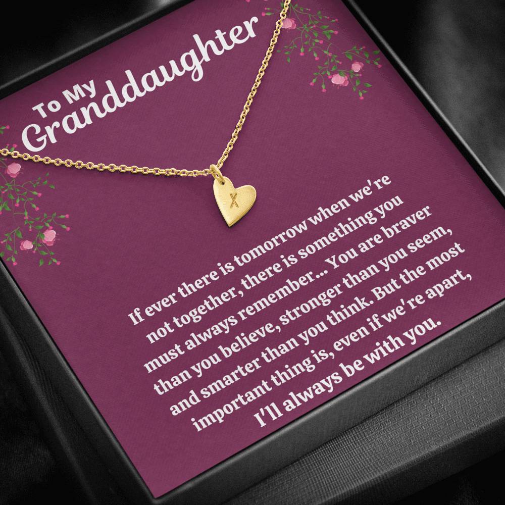 TO MY GRANDDAUGHTER "STRONGER THAN YOU SEEM - PURPLE" CUSTOM NAME INITIALS ENGRAVING HEARTS NECKLACE GIFT SET - ON CLOUD NINE GIFTS