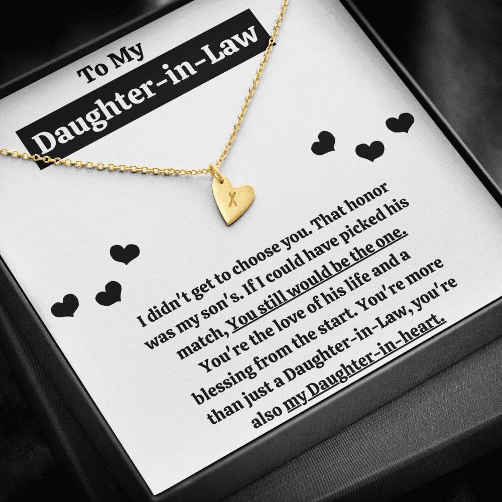 TO MY DAUGHTER-IN-LAW "BLESSING FROM THE START" CUSTOM NAME INITIALS ENGRAVING HEARTS NECKLACE GIFT SET - ON CLOUD NINE GIFTS