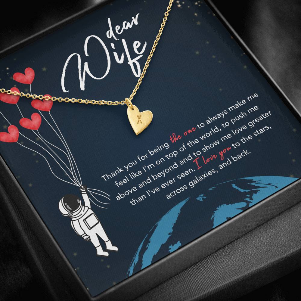 DEAR WIFE "STARS" CUSTOM NAME INITIALS ENGRAVING HEARTS NECKLACE GIFT SET - ON CLOUD NINE GIFTS