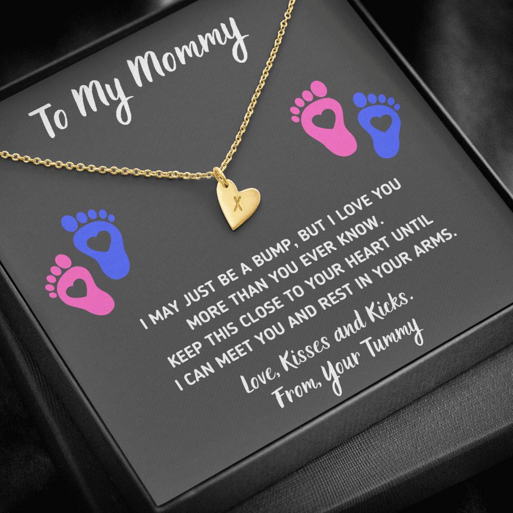 TO MY MOMMY "HEART-FEET" CUSTOM NAME INITIALS ENGRAVING HEARTS NECKLACE GIFT SET - ON CLOUD NINE GIFTS