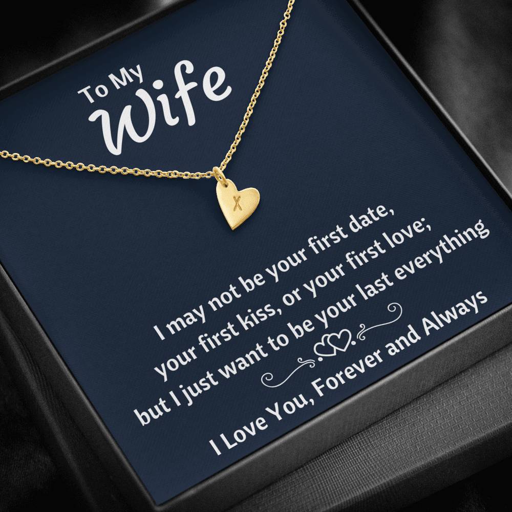 TO MY WIFE "YOUR LAST EVERYTHING" CUSTOM NAME INITIALS ENGRAVING HEARTS NECKLACE GIFT SET - ON CLOUD NINE GIFTS
