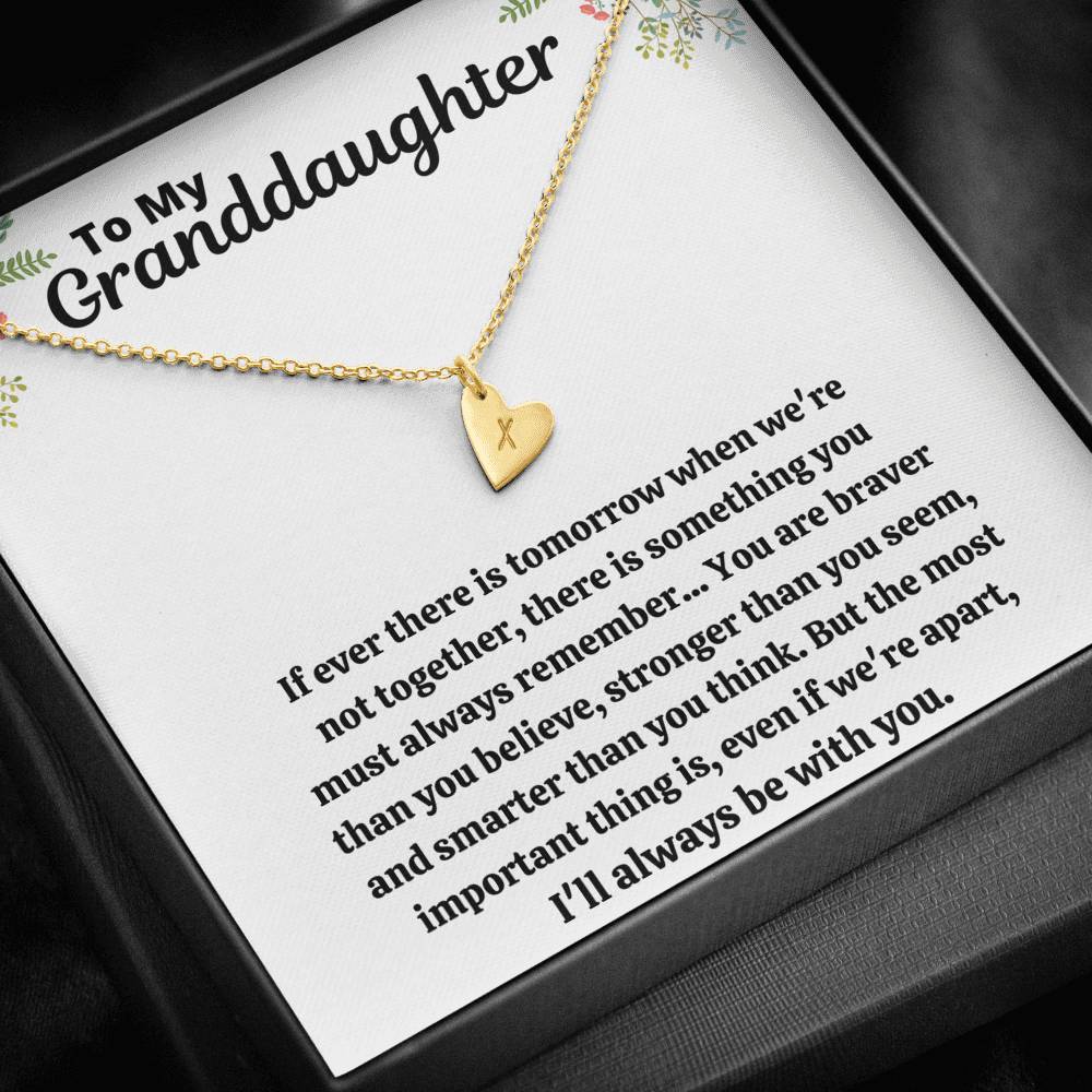 TO MY GRANDDAUGHTER "STRONGER THAN YOU SEEM" CUSTOM NAME INITIALS ENGRAVING HEARTS NECKLACE GIFT SET - ON CLOUD NINE GIFTS