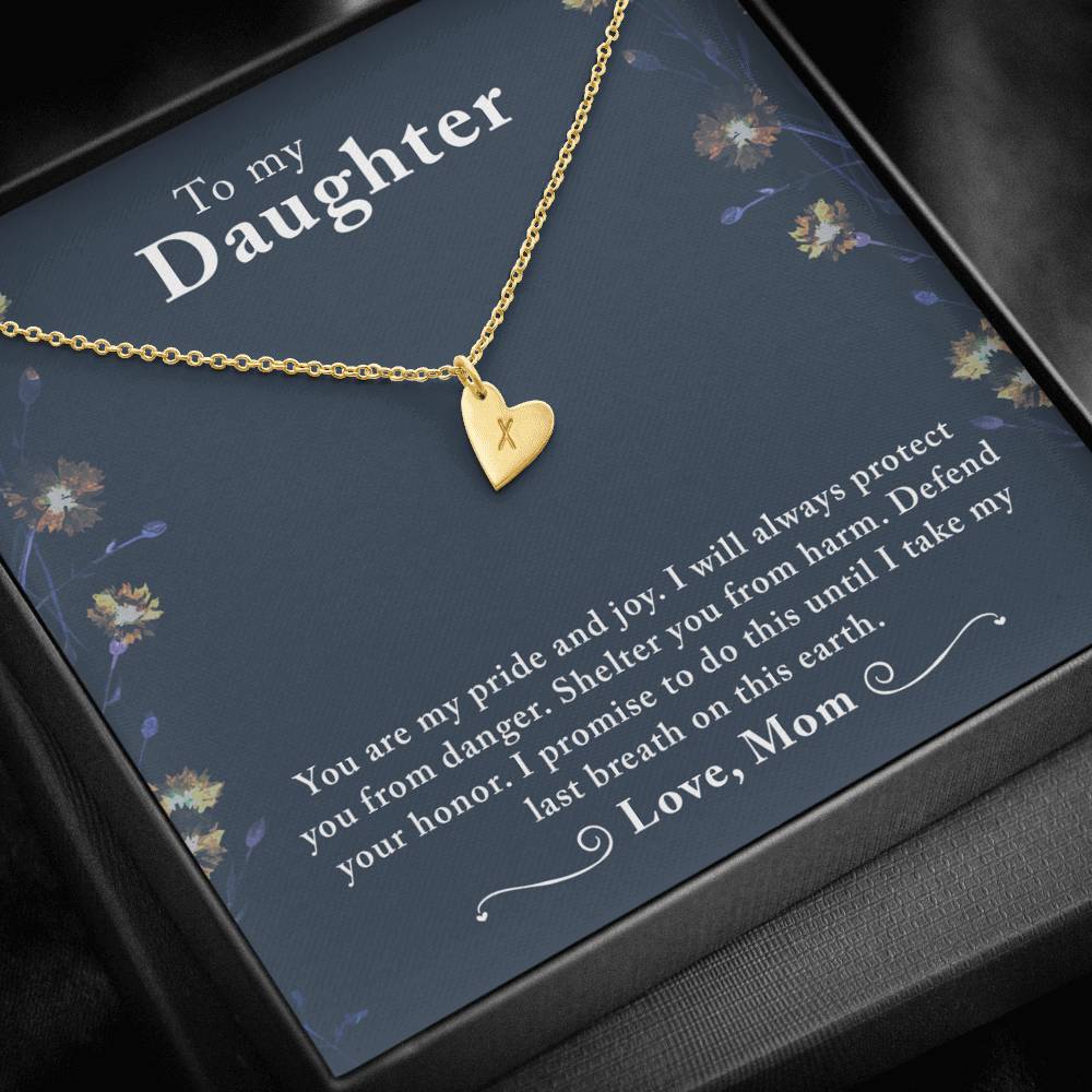 TO MY DAUGHTER "LAST BREATH" CUSTOM NAME INITIALS ENGRAVING HEARTS NECKLACE GIFT SET - ON CLOUD NINE GIFTS