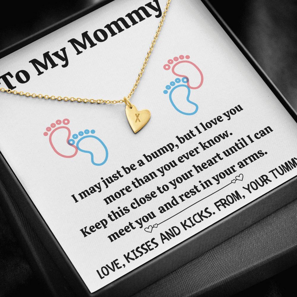 TO MY MOMMY "BABY FEET - WHITE" CUSTOM NAME INITIALS ENGRAVING HEARTS NECKLACE GIFT SET - ON CLOUD NINE GIFTS