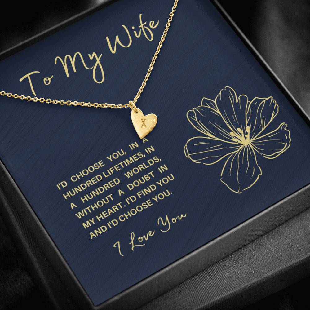 TO MY WIFE "HUNDRED LIFETIMES" CUSTOM NAME INITIALS ENGRAVING HEARTS NECKLACE GIFT SET - ON CLOUD NINE GIFTS