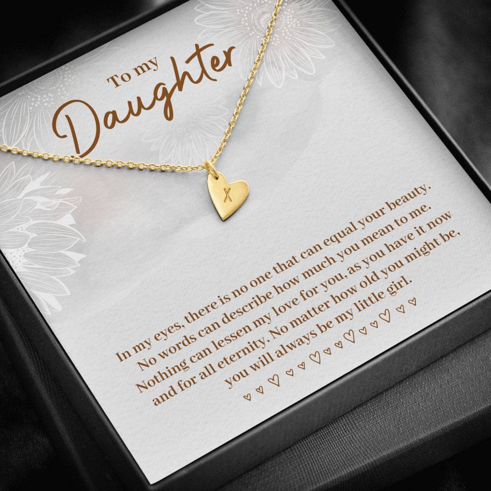 TO MY DAUGHTER "EQUAL YOUR BEAUTY" CUSTOM NAME INITIALS ENGRAVING HEARTS NECKLACE GIFT SET - ON CLOUD NINE GIFTS
