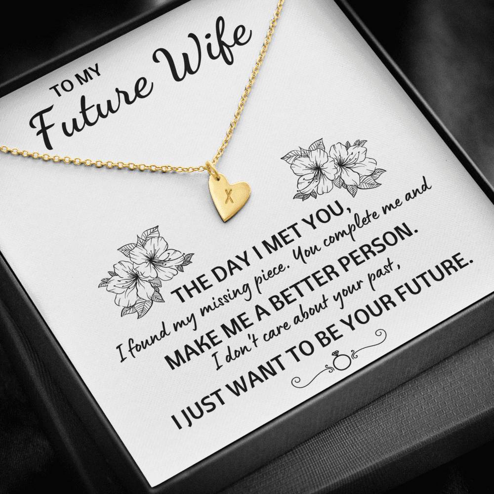 TO MY FUTURE WIFE "YOUR FUTURE" CUSTOM NAME INITIALS ENGRAVING HEARTS NECKLACE GIFT SET - ON CLOUD NINE GIFTS
