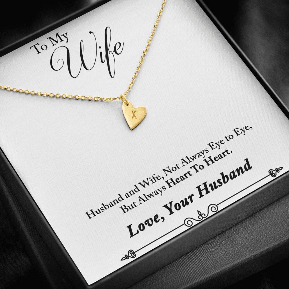 TO MY WIFE "HEART TO HEART - SO" CUSTOM NAME INITIALS ENGRAVING HEARTS NECKLACE GIFT SET - ON CLOUD NINE GIFTS