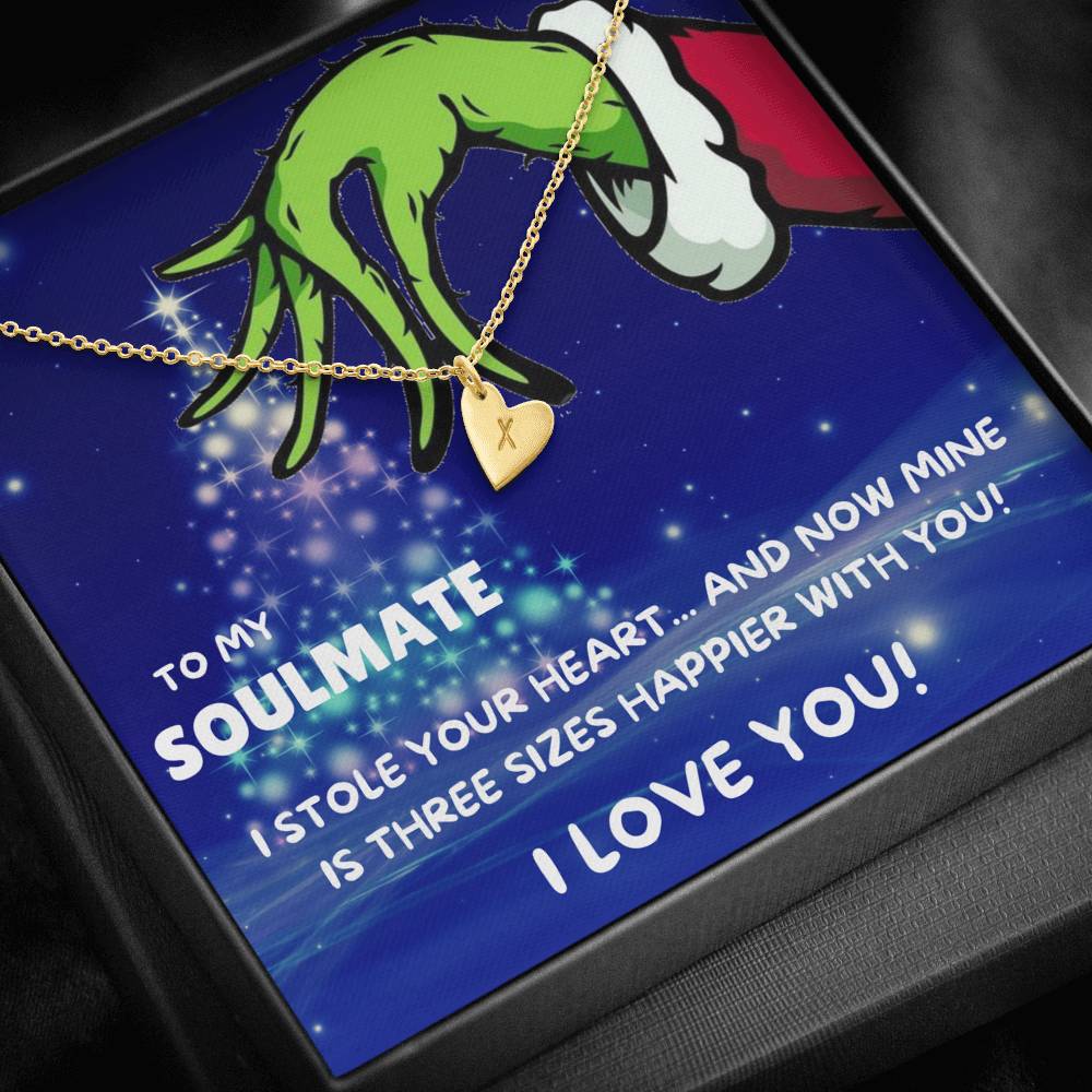TO MY SOULMATE "THREE SIZES HAPPIER - TREE" CUSTOM NAME INITIALS ENGRAVING HEARTS NECKLACE GIFT SET - ON CLOUD NINE GIFTS