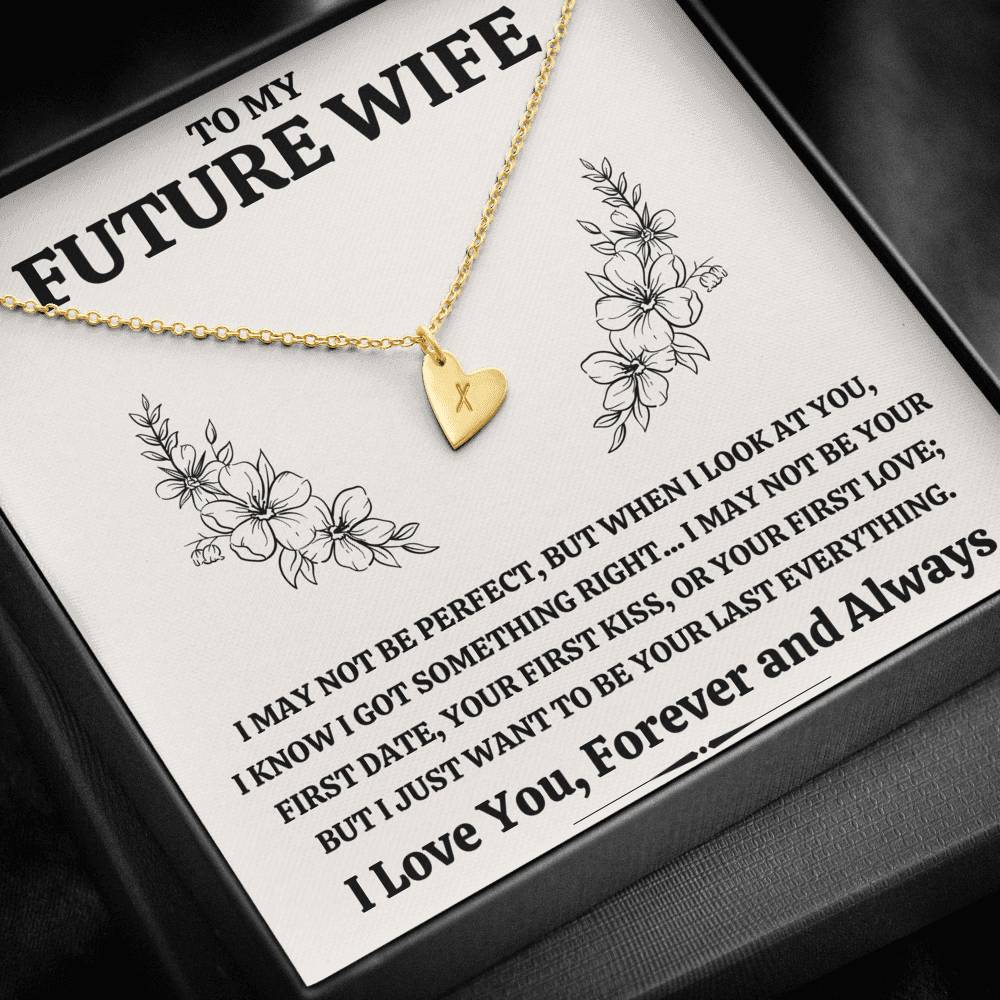 TO MY FUTURE WIFE "SOMETHING RIGHT" CUSTOM NAME INITIALS ENGRAVING HEARTS NECKLACE GIFT SET - ON CLOUD NINE GIFTS