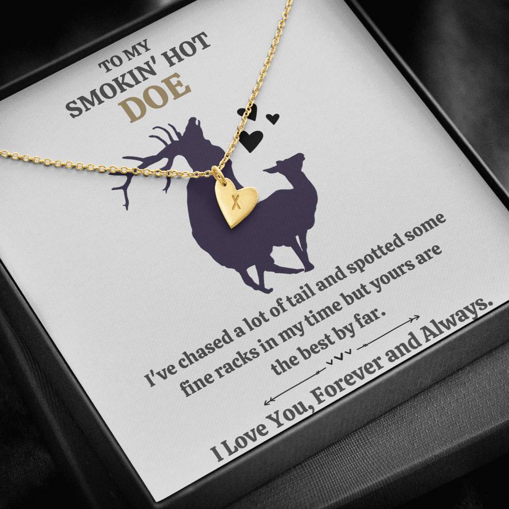 TO MY SMOKIN HOT DOE "TAIL - GOLDEN" CUSTOM NAME INITIALS ENGRAVING HEARTS NECKLACE GIFT SET - ON CLOUD NINE GIFTS