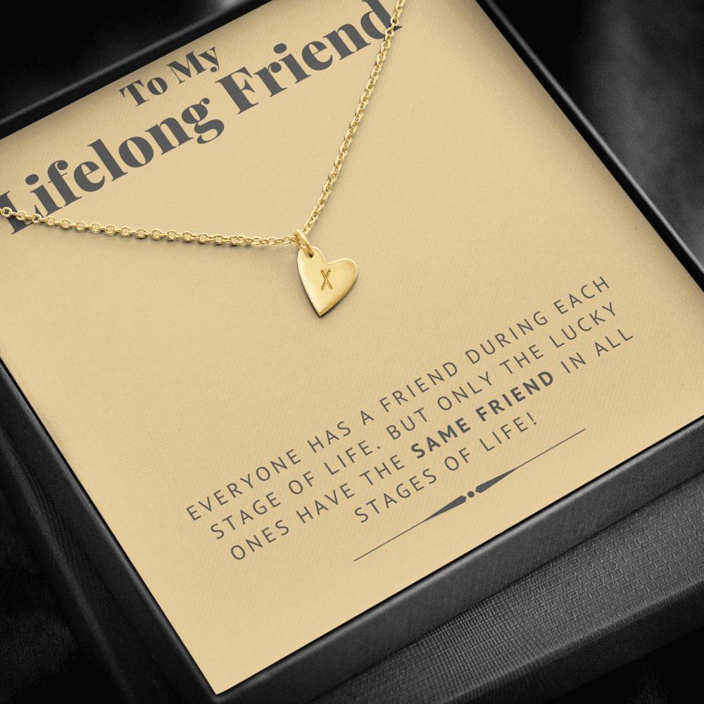 TO MY LIFELONG FRIEND "SAME FRIEND" CUSTOM NAME INITIALS HEARTS NECKLACE GIFT SET - ON CLOUD NINE GIFTS