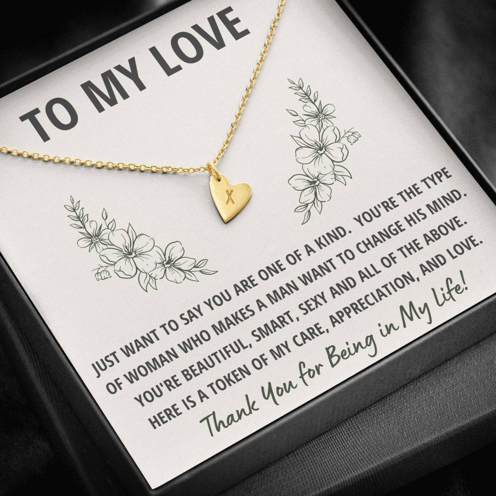 TO MY LOVE "TOKEN" CUSTOM NAME INITIALS ENGRAVING HEARTS NECKLACE GIFT SET - ON CLOUD NINE GIFTS