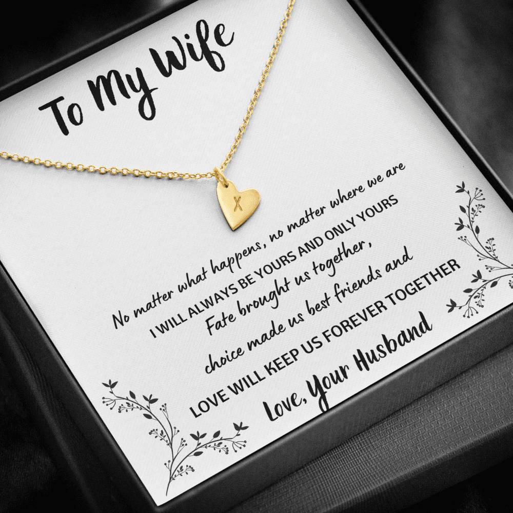 TO MY WIFE "FOREVER TOGETHER" CUSTOM NAME INITIALS ENGRAVING HEARTS NECKLACE GIFT SET - ON CLOUD NINE GIFTS