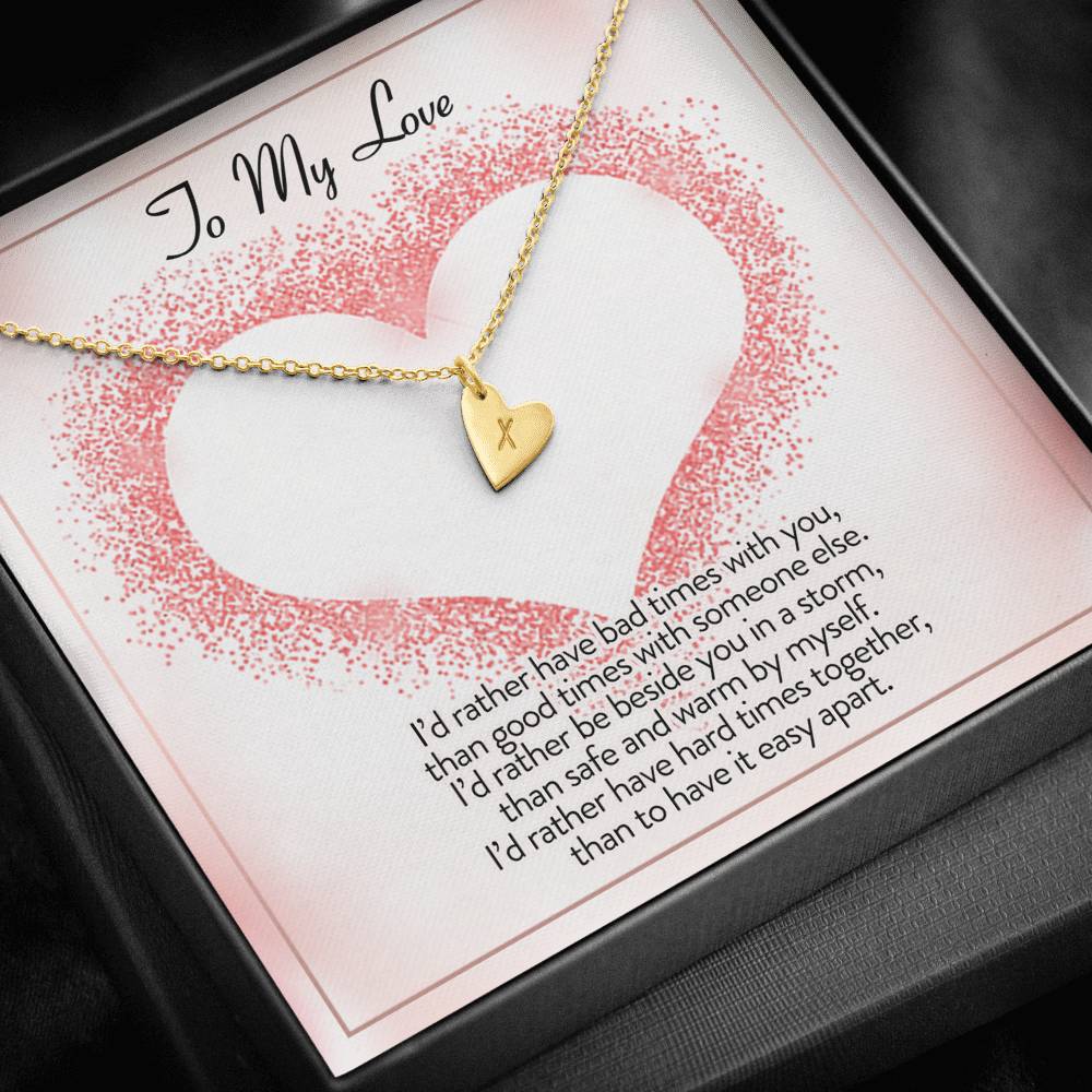 TO MY LOVE "I'D RATHER" CUSTOM NAME INITIALS ENGRAVING HEARTS NECKLACE GIFT SET - ON CLOUD NINE GIFTS