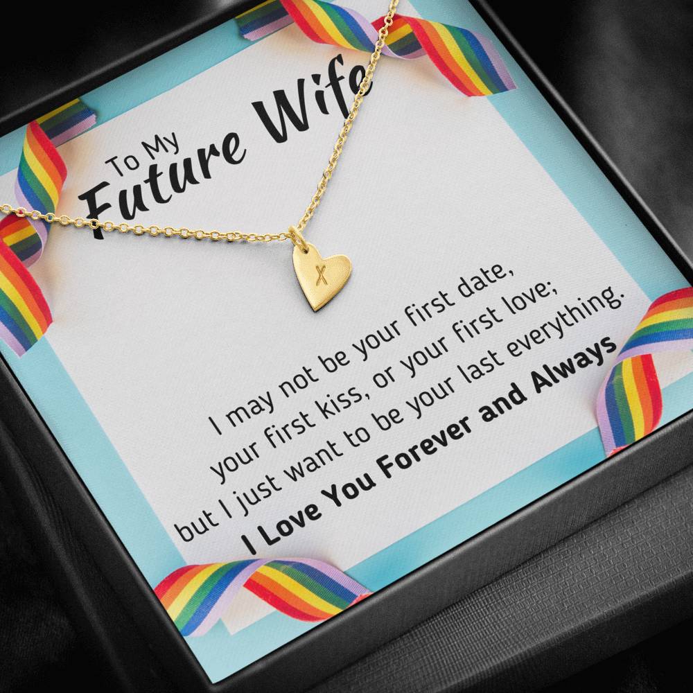 TO MY FUTURE WIFE LGBT CUSTOM NAME INITIALS ENGRAVING HEARTS NECKLACE GIFT SET - ON CLOUD NINE GIFTS