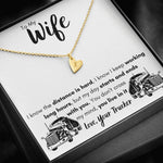 TO MY WIFE "LOVE, YOUR TRUCKER" CUSTOM NAME INITIALS ENGRAVING HEARTS NECKLACE GIFT SET - ON CLOUD NINE GIFTS