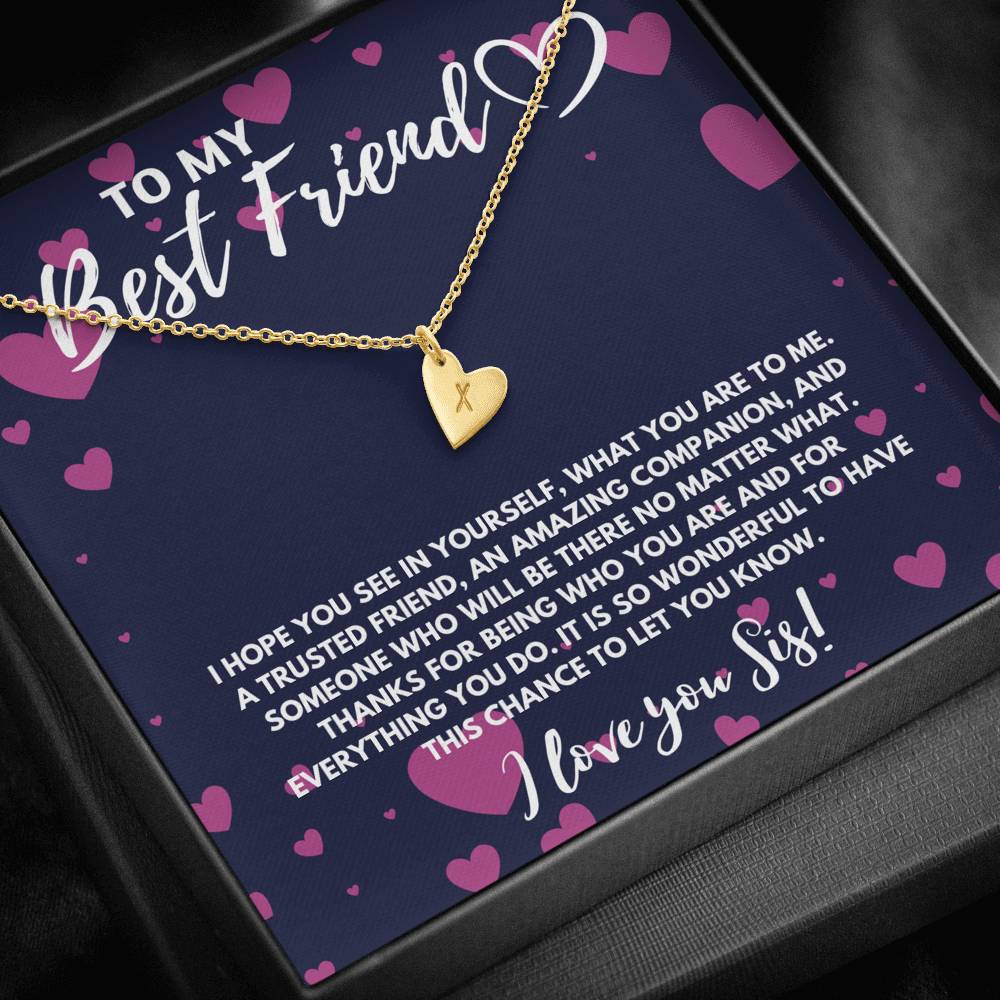 TO MY BEST FRIEND CUSTOM NAME INITIALS ENGRAVING HEARTS NECKLACE GIFT SET - ON CLOUD NINE GIFTS