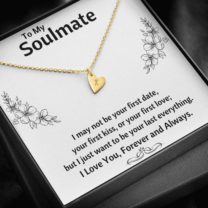 TO MY SOULMATE "LAST EVERYTHING - FLOWERS" CUSTOM NAME INITIALS ENGRAVING HEARTS NECKLACE GIFT SET - ON CLOUD NINE GIFTS