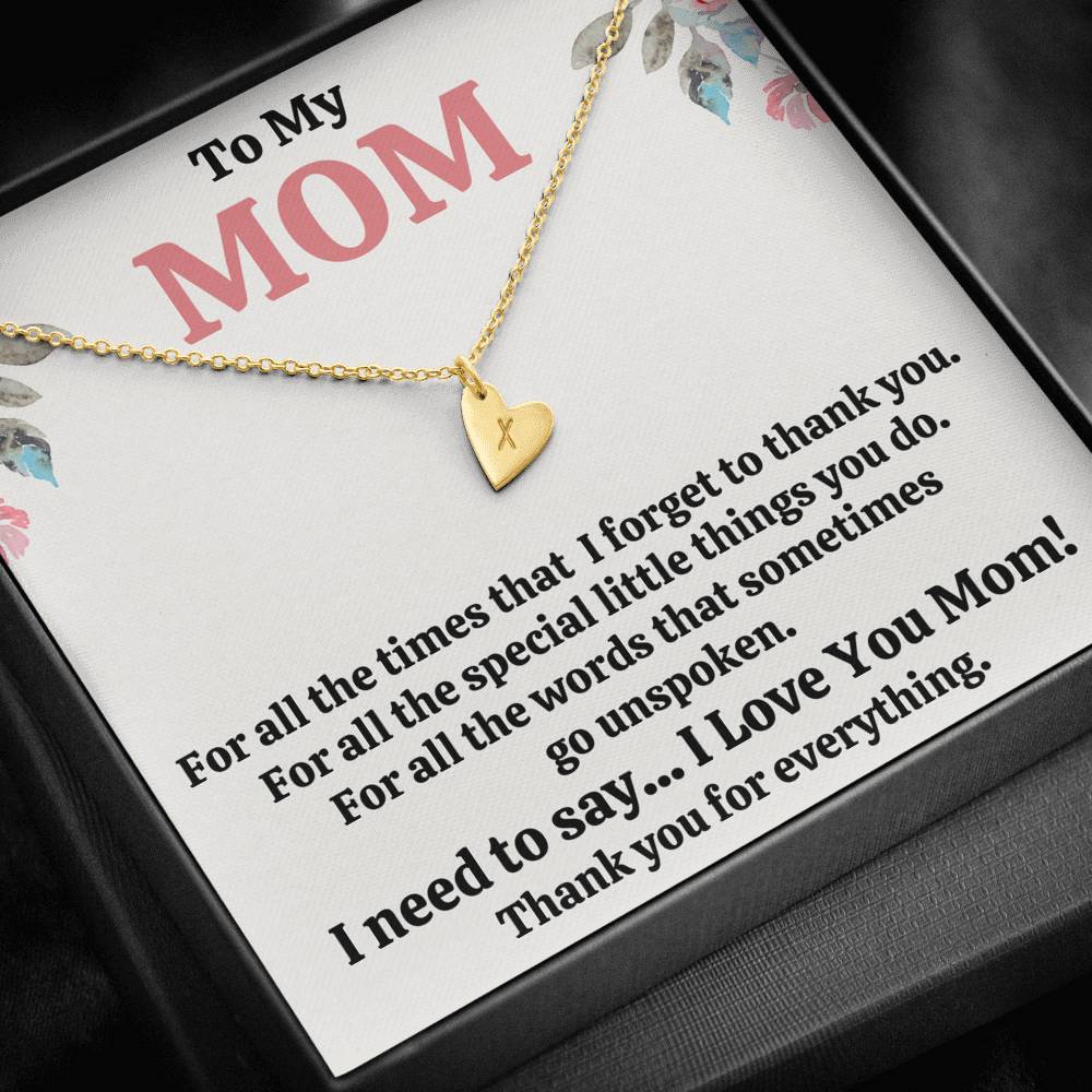 TO MY MOM "FOR ALL" CUSTOM NAME INITIALS ENGRAVING HEARTS NECKLACE GIFT SET - ON CLOUD NINE GIFTS