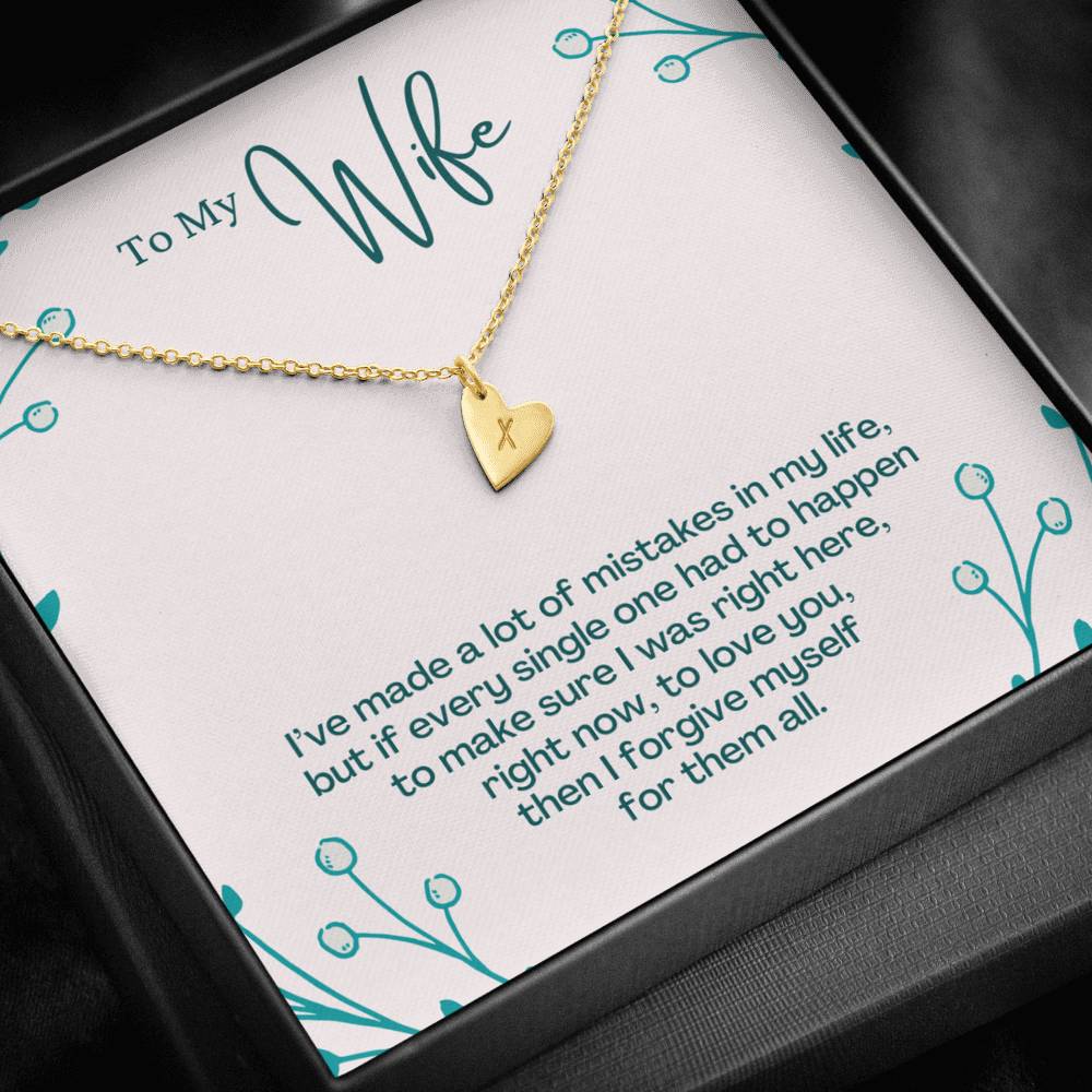 TO MY WIFE "MISTAKES - SO" CUSTOM NAME INITIALS ENGRAVING HEARTS NECKLACE GIFT SET - ON CLOUD NINE GIFTS