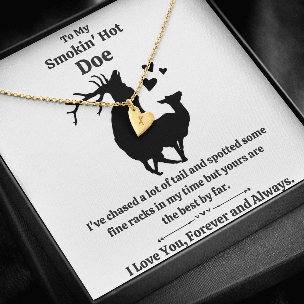 TO MY SMOKIN' HOT DOE "TAIL" CUSTOM NAME INITIALS ENGRAVING HEARTS NECKLACE GIFT SET - ON CLOUD NINE GIFTS
