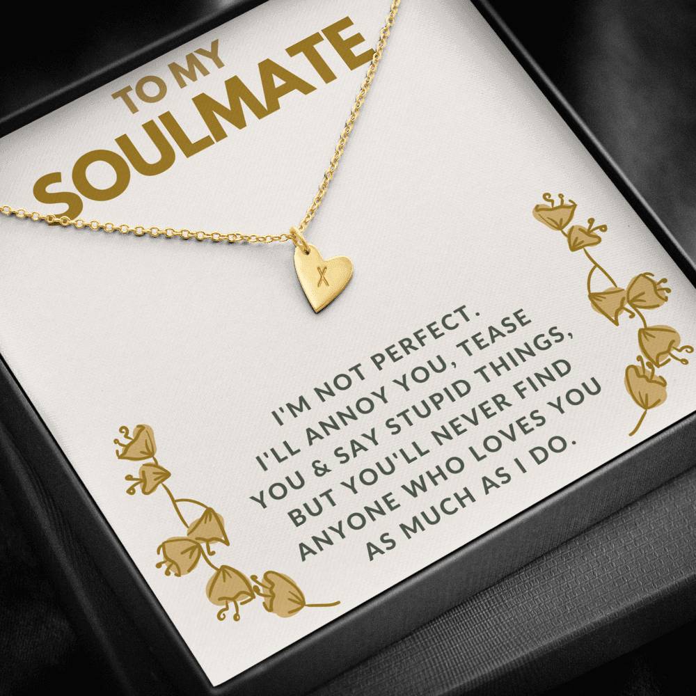 TO MY SOULMATE "TEASE YOU" CUSTOM NAME INITIALS ENGRAVING HEARTS NECKLACE GIFT SET - ON CLOUD NINE GIFTS