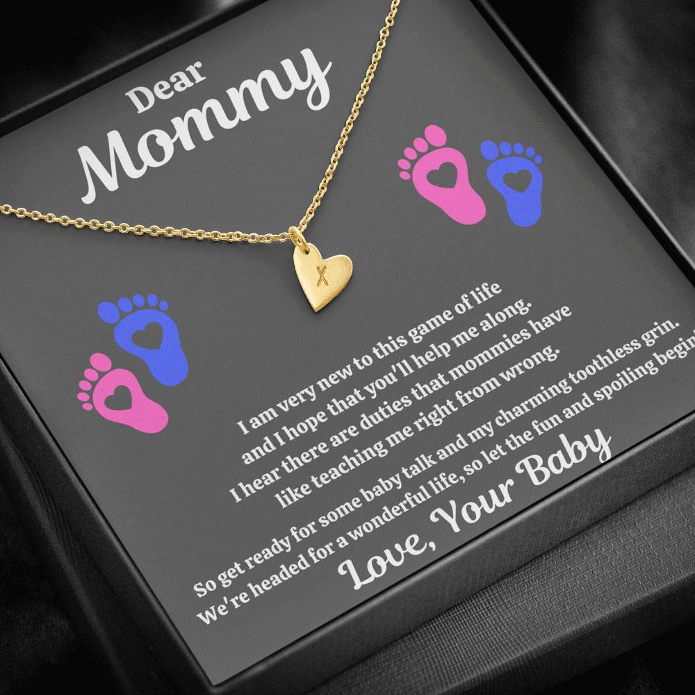 DEAR MOMMY "SPOILING HEART-FEET" CUSTOM NAME INITIALS ENGRAVING HEARTS NECKLACE GIFT SET - ON CLOUD NINE GIFTS