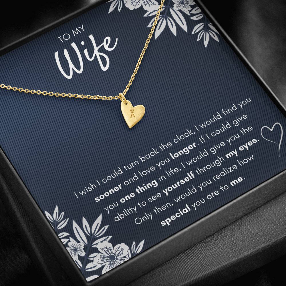 TO MY WIFE "FIND YOU SOONER" CUSTOM NAME INITIALS ENGRAVING HEARTS NECKLACE GIFT SET - ON CLOUD NINE GIFTS