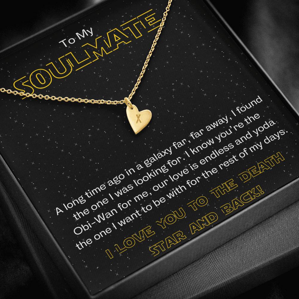 TO MY SOULMATE "GALAXY" CUSTOM NAME INITIALS ENGRAVING HEARTS NECKLACE GIFT SET - ON CLOUD NINE GIFTS