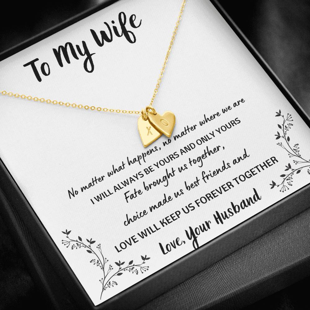 TO MY WIFE "FOREVER TOGETHER" CUSTOM NAME INITIALS ENGRAVING HEARTS NECKLACE GIFT SET - ON CLOUD NINE GIFTS