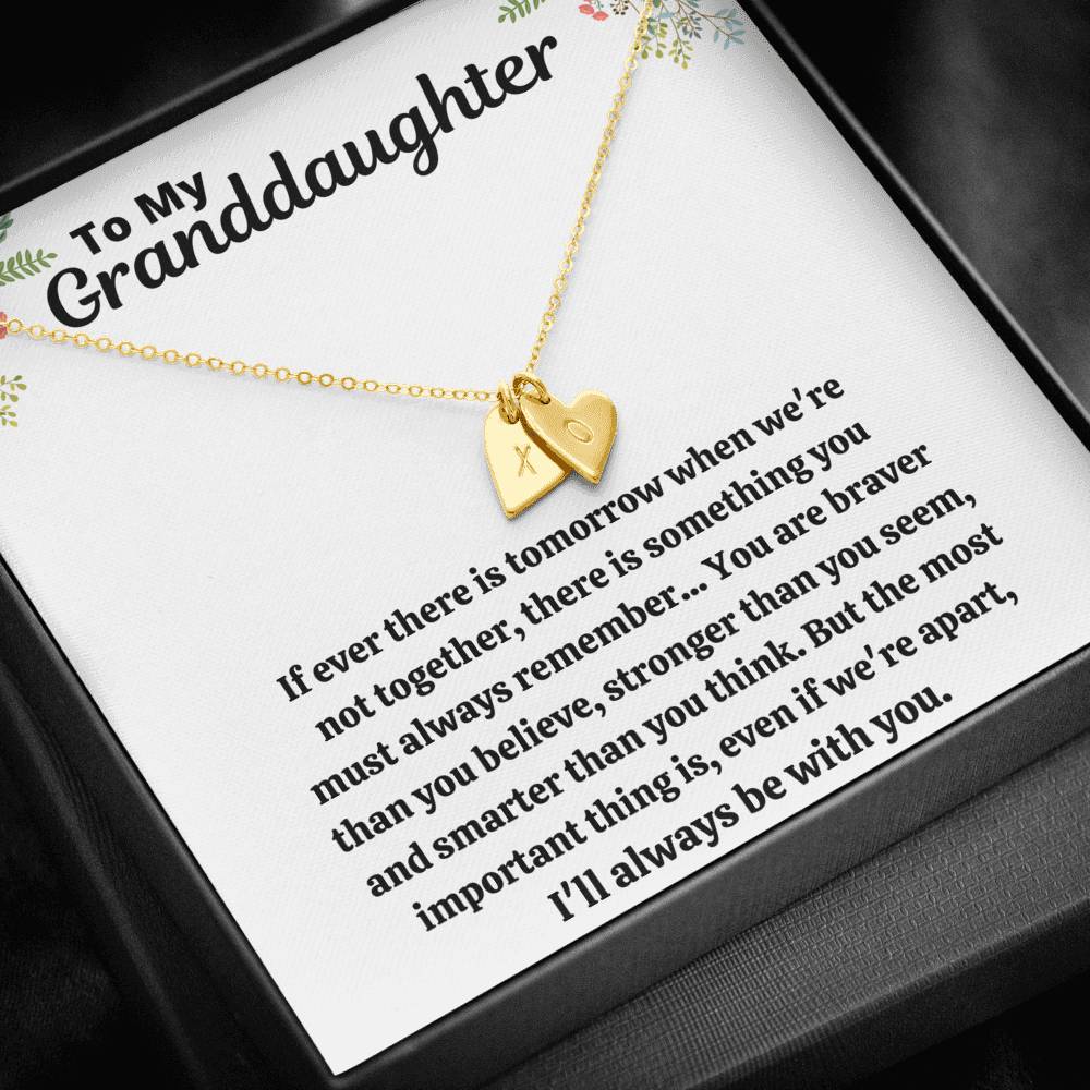 TO MY GRANDDAUGHTER "STRONGER THAN YOU SEEM" CUSTOM NAME INITIALS ENGRAVING HEARTS NECKLACE GIFT SET - ON CLOUD NINE GIFTS