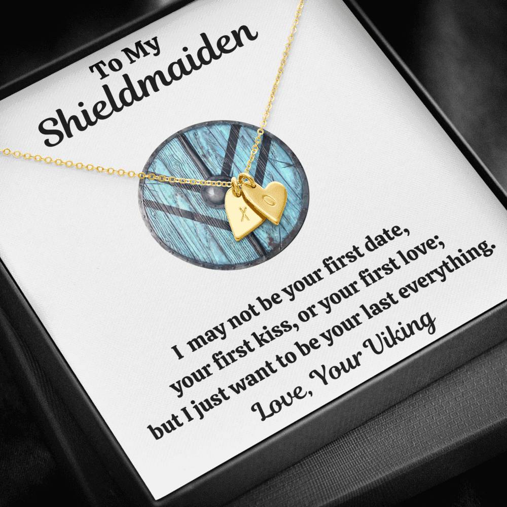 TO MY SHIELDMAIDEN "LAST EVERYTHING - BLUE" CUSTOM NAME INITIALS ENGRAVING HEARTS NECKLACE GIFT SET - ON CLOUD NINE GIFTS