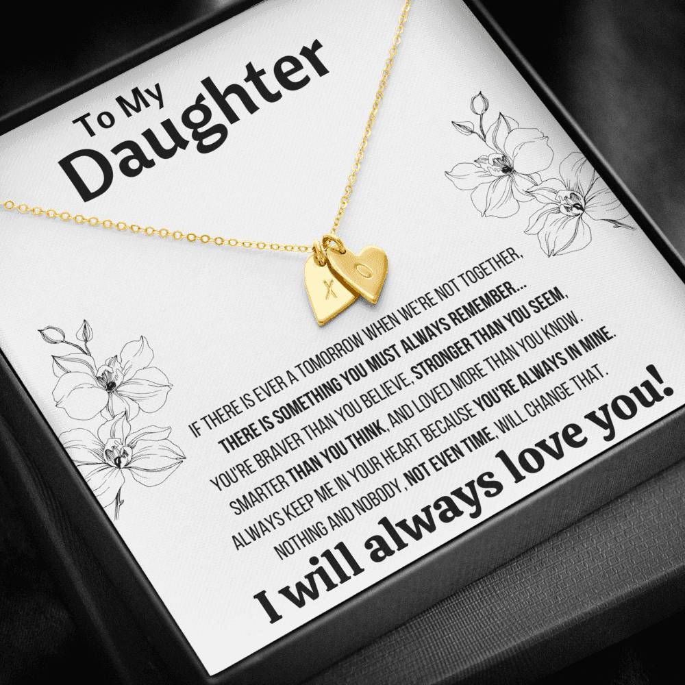 TO MY DAUGHTER "NOT EVEN TIME" CUSTOM NAME INITIALS ENGRAVING HEARTS NECKLACE GIFT SET - ON CLOUD NINE GIFTS