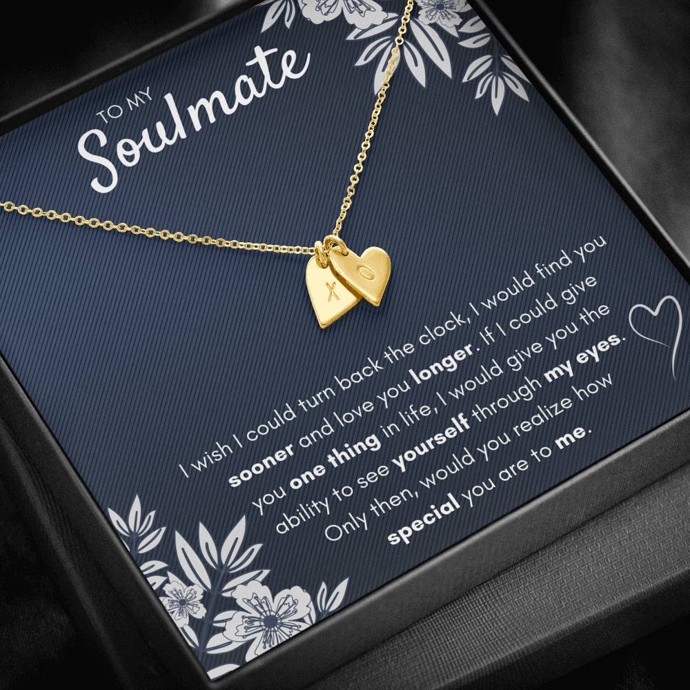 TO MY SOULMATE "FIND YOU SOONER" CUSTOM NAME INITIALS ENGRAVING HEARTS NECKLACE GIFT SET - ON CLOUD NINE GIFTS