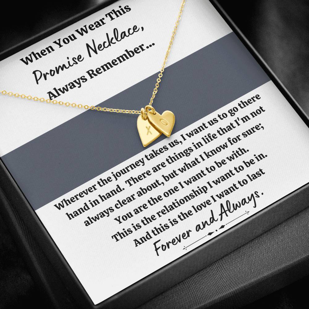 TO MY LOVE "PROMISE NECKLACE - GREY" CUSTOM NAME INITIALS ENGRAVING HEARTS NECKLACE GIFT SET - ON CLOUD NINE GIFTS
