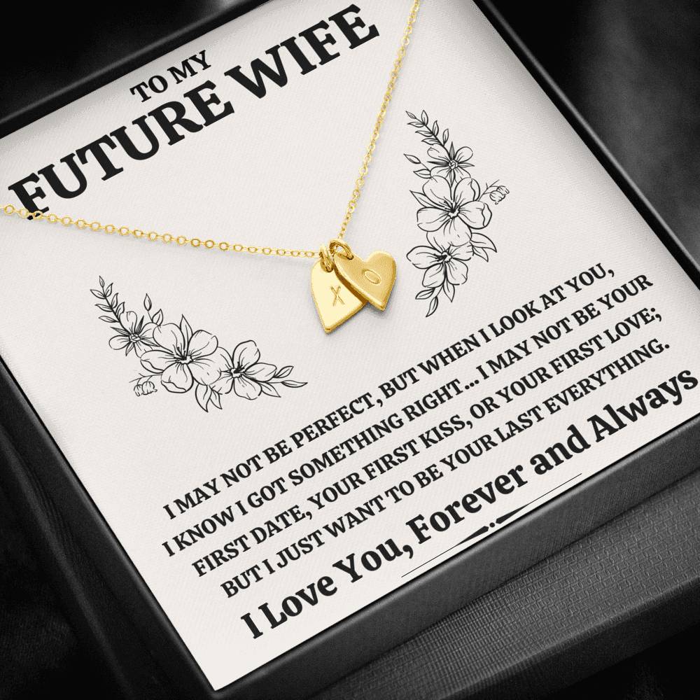 TO MY FUTURE WIFE "SOMETHING RIGHT" CUSTOM NAME INITIALS ENGRAVING HEARTS NECKLACE GIFT SET - ON CLOUD NINE GIFTS
