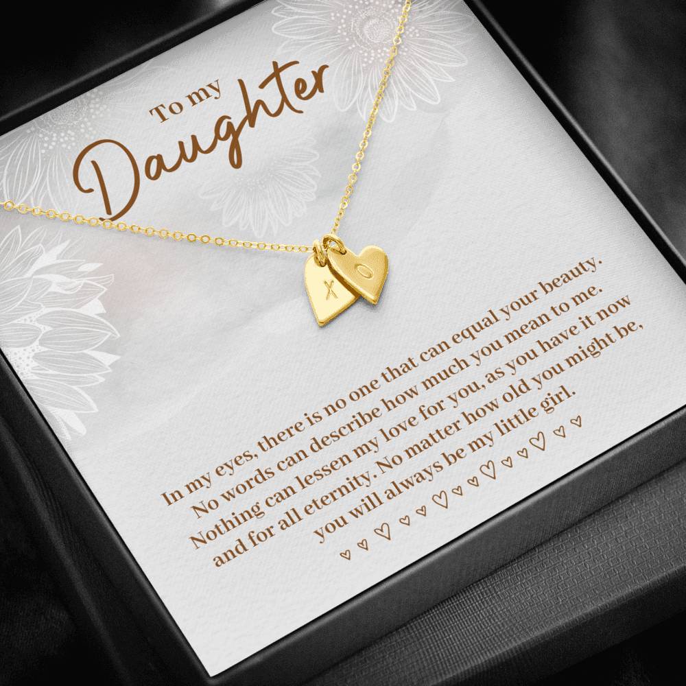 TO MY DAUGHTER "EQUAL YOUR BEAUTY" CUSTOM NAME INITIALS ENGRAVING HEARTS NECKLACE GIFT SET - ON CLOUD NINE GIFTS