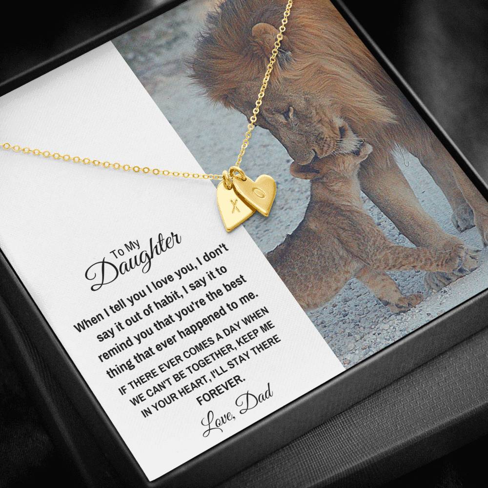 TO MY DAUGHTER "STAY THERE FOREVER" CUSTOM NAME INITIALS ENGRAVING HEARTS NECKLACE GIFT SET - ON CLOUD NINE GIFTS