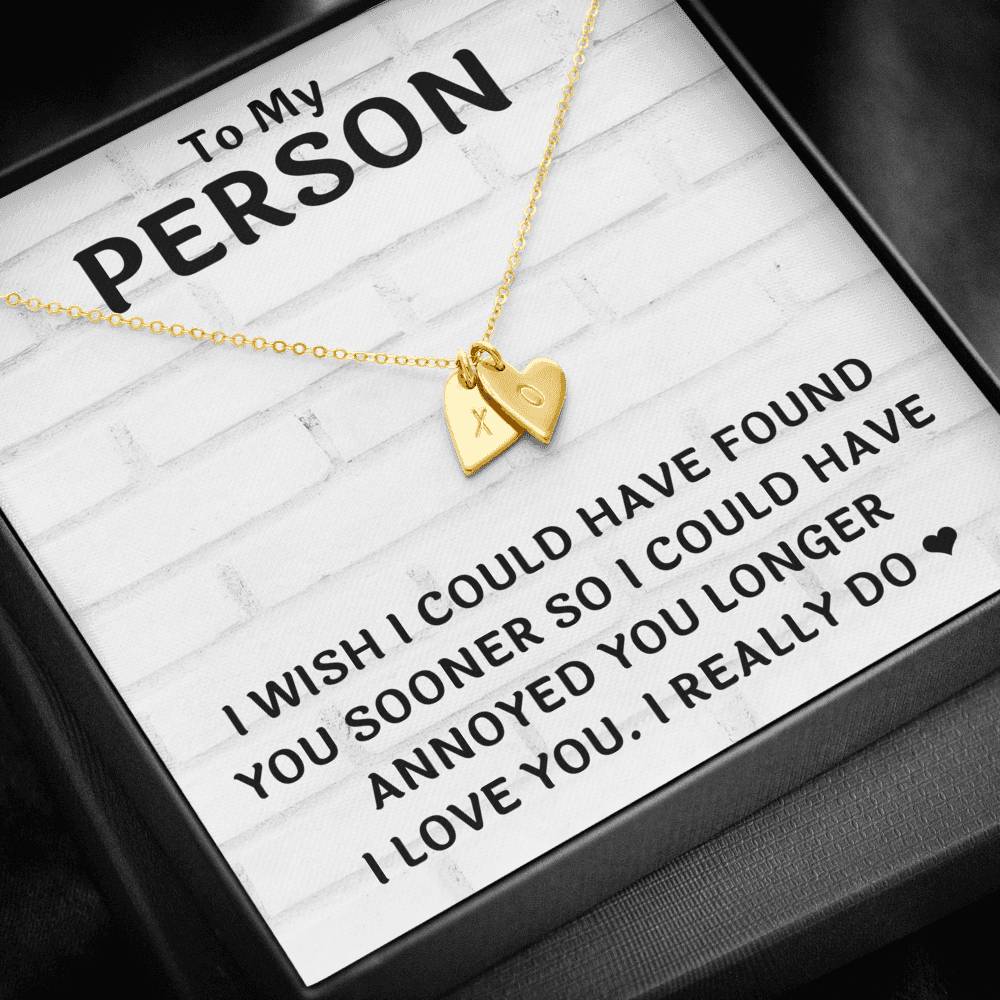 TO MY PERSON "FOUND YOU SOONER" CUSTOM NAME INITIALS ENGRAVING HEARTS NECKLACE GIFT SET - ON CLOUD NINE GIFTS