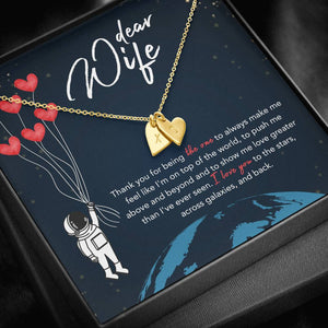 DEAR WIFE "STARS" CUSTOM NAME INITIALS ENGRAVING HEARTS NECKLACE GIFT SET - ON CLOUD NINE GIFTS