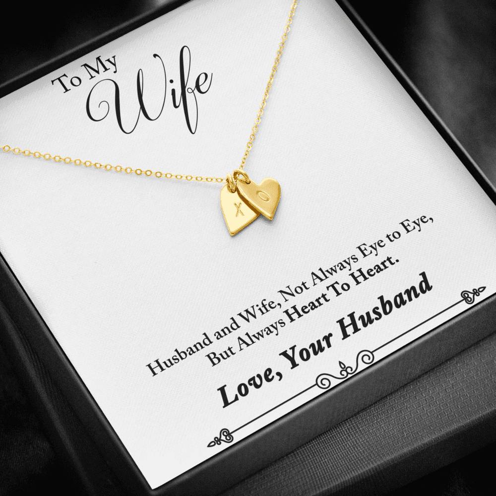 TO MY WIFE "HEART TO HEART - SO" CUSTOM NAME INITIALS ENGRAVING HEARTS NECKLACE GIFT SET - ON CLOUD NINE GIFTS