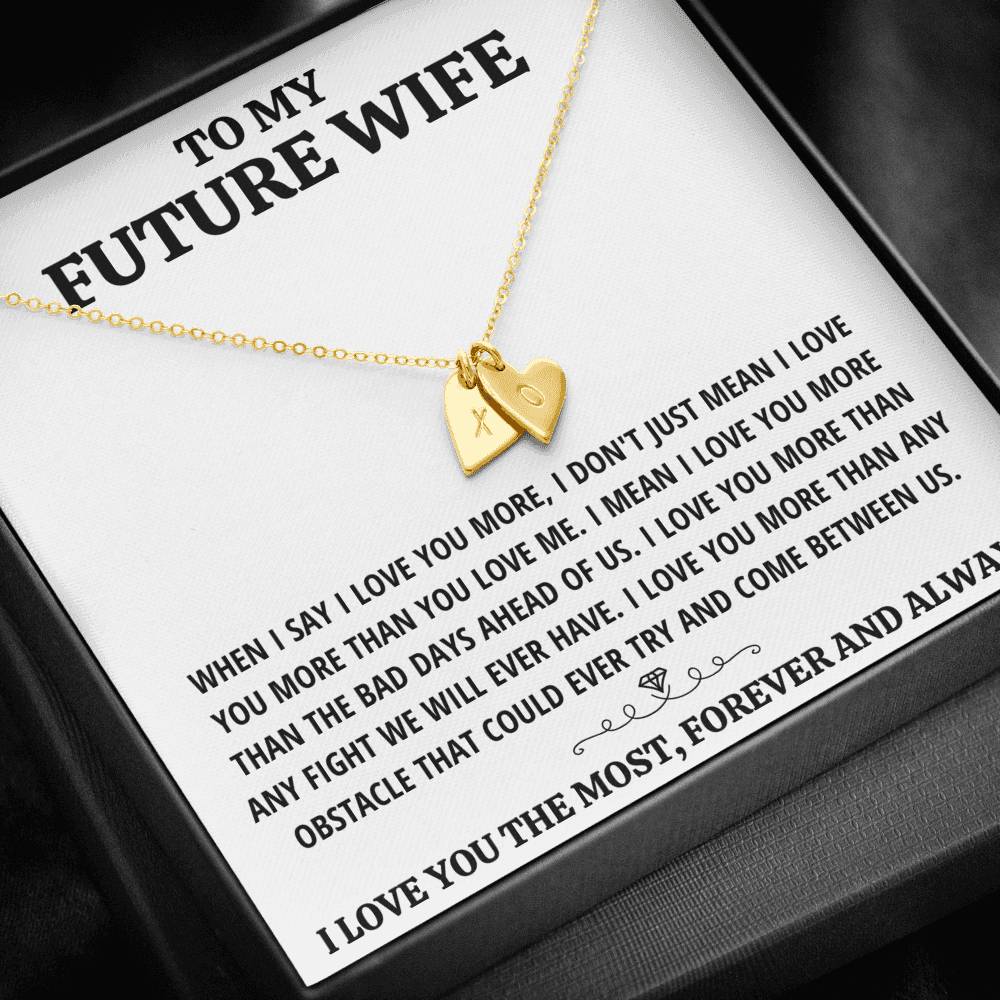 TO MY FUTURE WIFE "THE MOST - WHITE" CUSTOM NAME INITIALS ENGRAVING HEARTS NECKLACE GIFT SET - ON CLOUD NINE GIFTS
