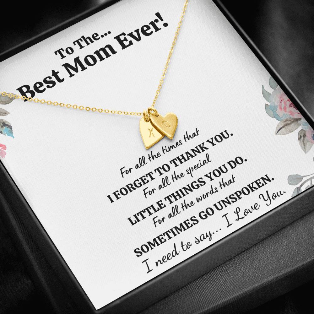 TO THE BEST MOM EVER "FOR ALL" CUSTOM NAME INITIALS ENGRAVING HEARTS NECKLACE GIFT SET - ON CLOUD NINE GIFTS