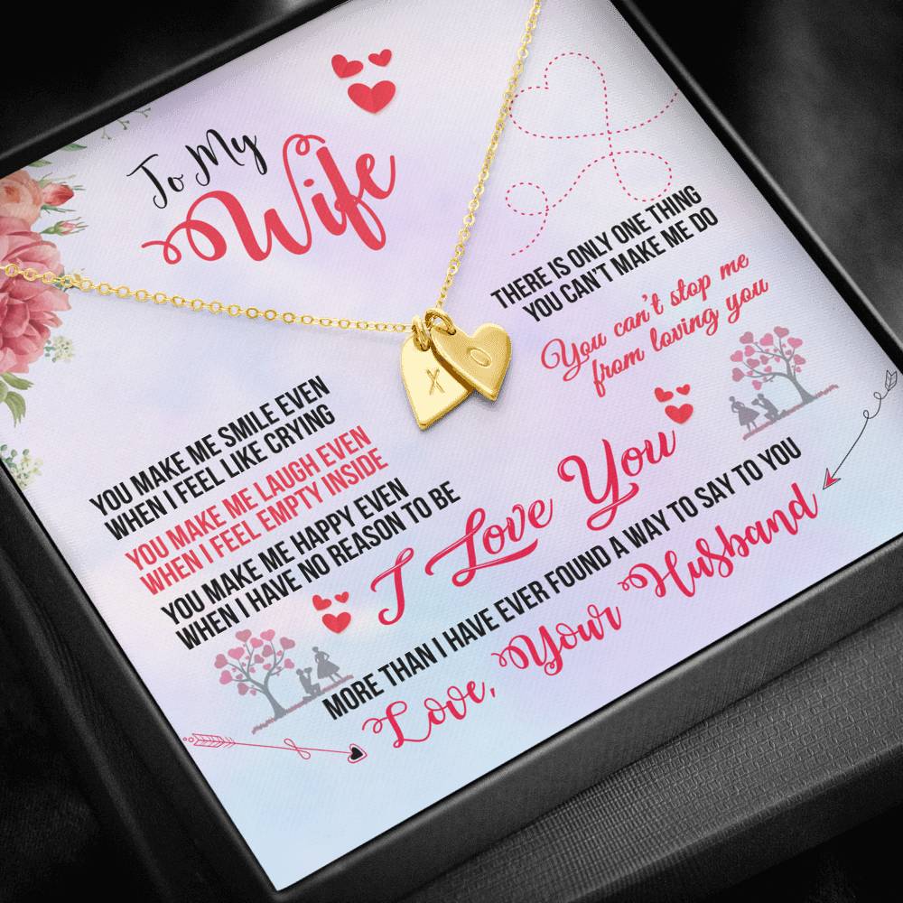 TO MY WIFE "EVEN WHEN" CUSTOM NAME INITIALS ENGRAVING HEARTS NECKLACE GIFT SET - ON CLOUD NINE GIFTS