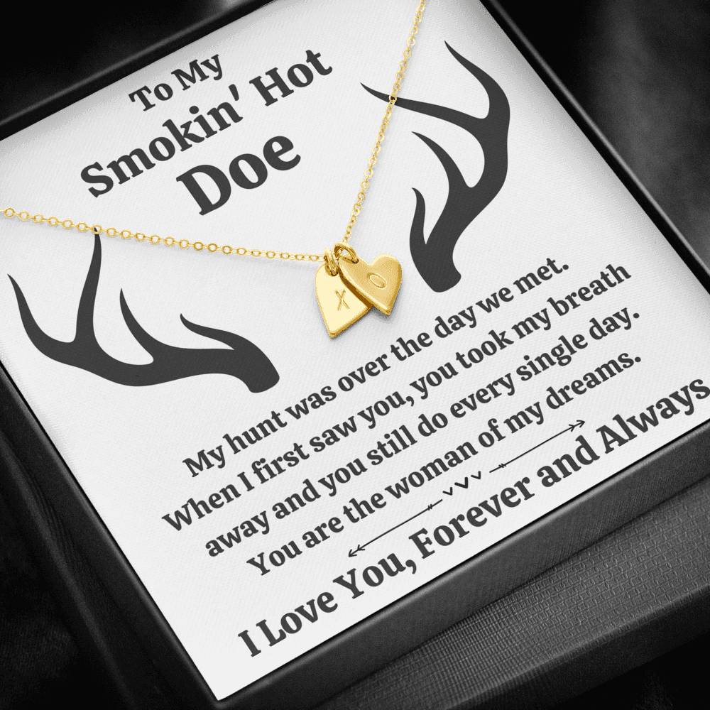 TO MY SMOKIN HOT DOE "DREAMS" CUSTOM NAME INITIALS ENGRAVING HEARTS NECKLACE GIFT SET - ON CLOUD NINE GIFTS
