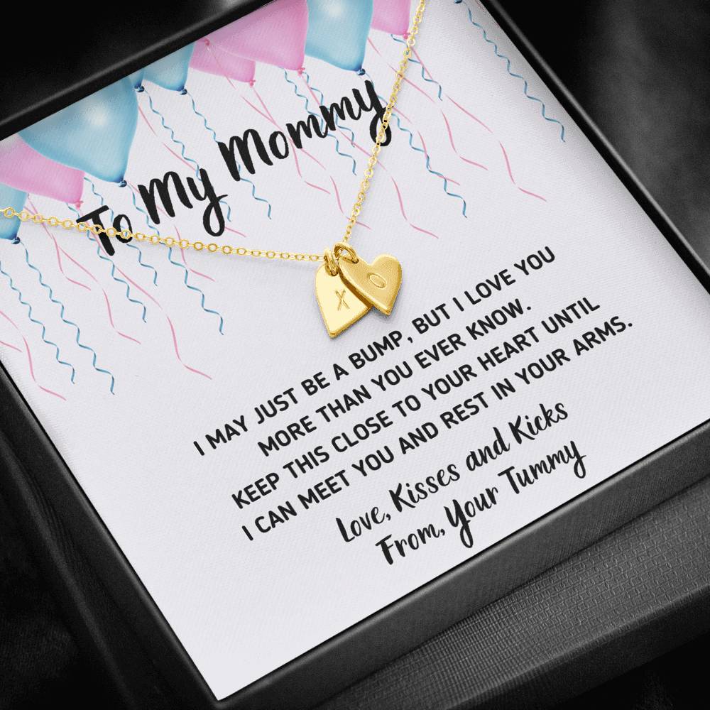 TO MY MOMMY "CELEBRATION" CUSTOM NAME INITIALS ENGRAVING HEARTS NECKLACE GIFT SET - ON CLOUD NINE GIFTS
