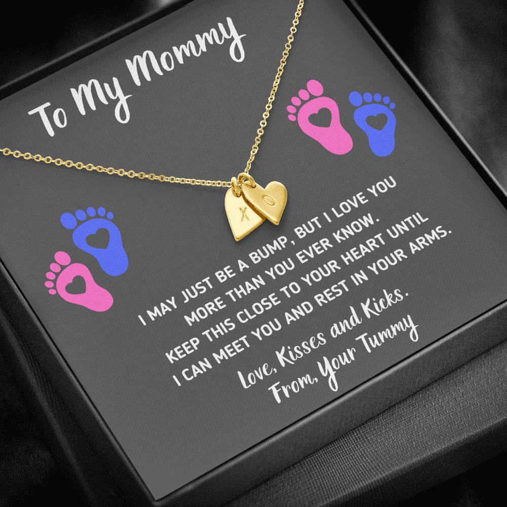 TO MY MOMMY "HEART-FEET" CUSTOM NAME INITIALS ENGRAVING HEARTS NECKLACE GIFT SET - ON CLOUD NINE GIFTS