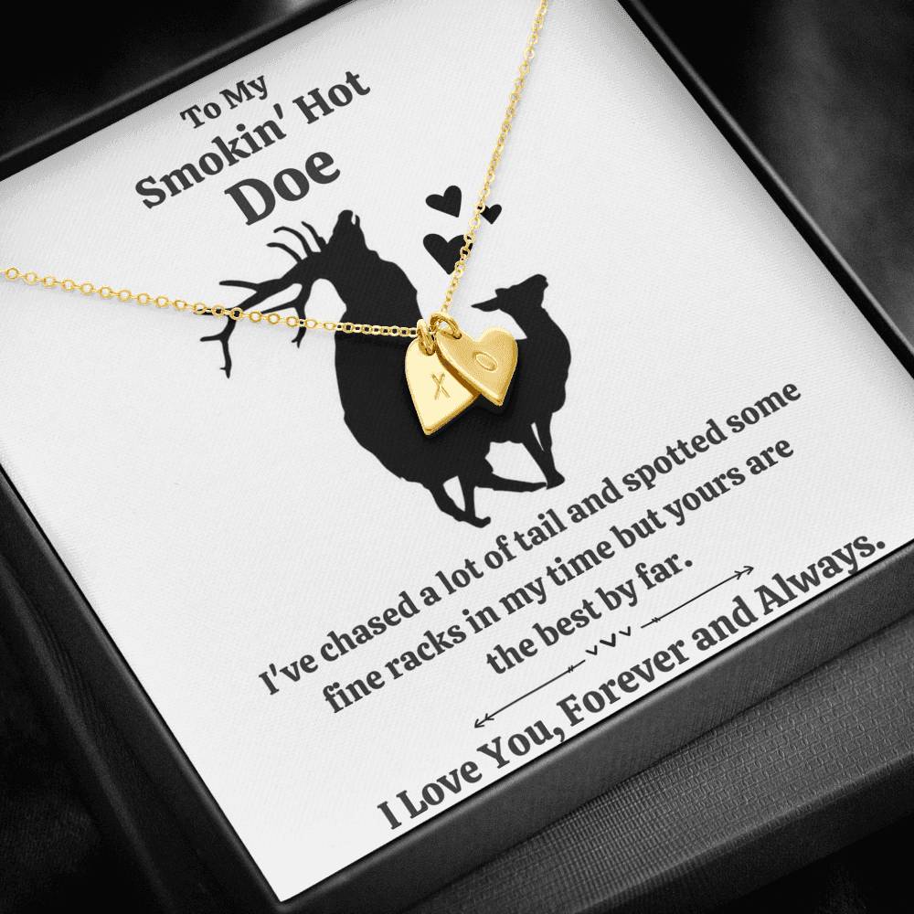 TO MY SMOKIN' HOT DOE "TAIL" CUSTOM NAME INITIALS ENGRAVING HEARTS NECKLACE GIFT SET - ON CLOUD NINE GIFTS